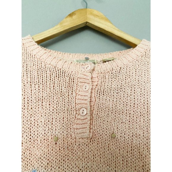 Vintage Acrylic Pastel Sweater Womens Large Fairy Kei 90s flower print - Picture 7 of 8